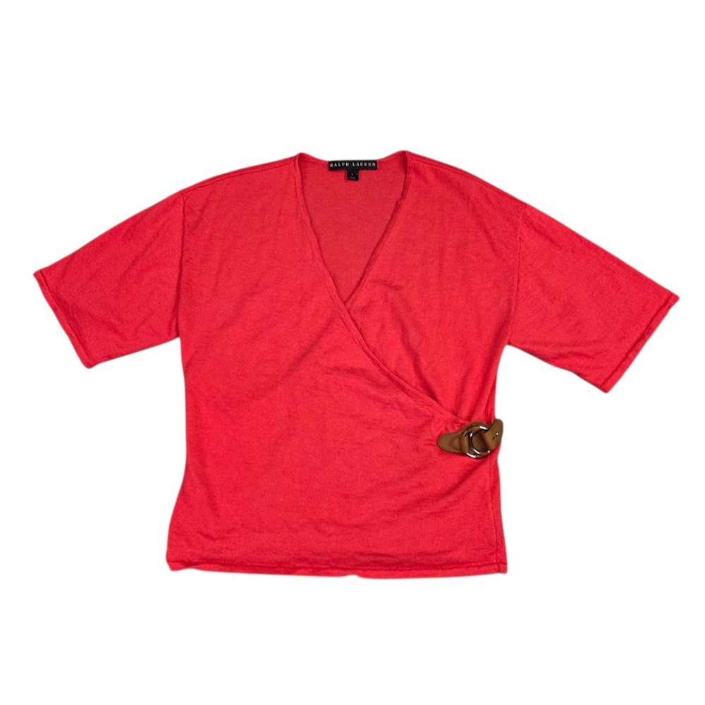 Ralph Lauren Black Label Vtg Rare Cashmere Silk Wrap Shirt Lambs Leather Strap L